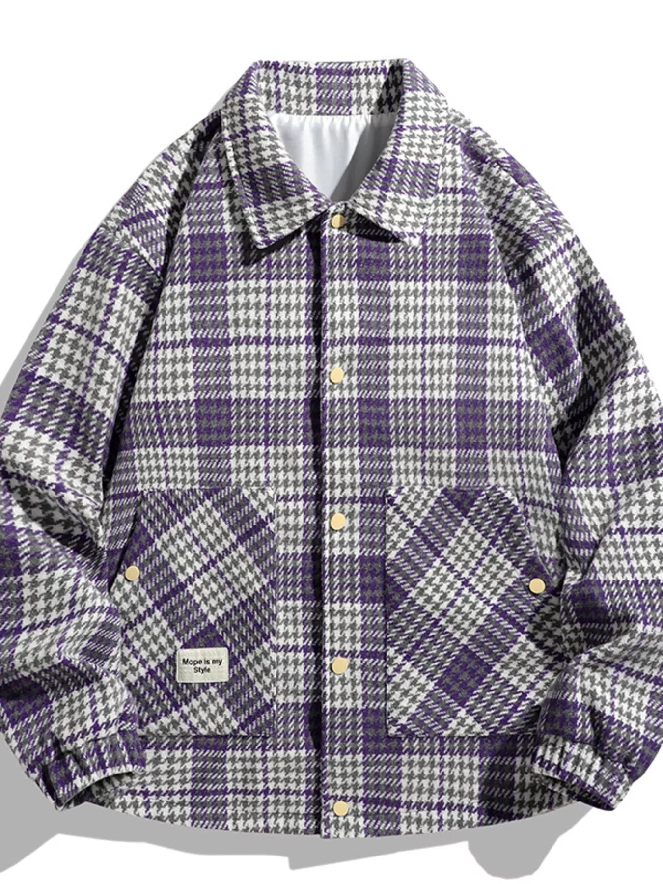 Men's Plus Size Houndstooth Pattern Button - Up Jacket - D.T line