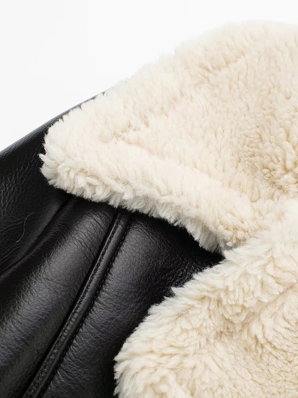 Collared Neck Long Sleeve Plush Cropped Jacket - D.T line