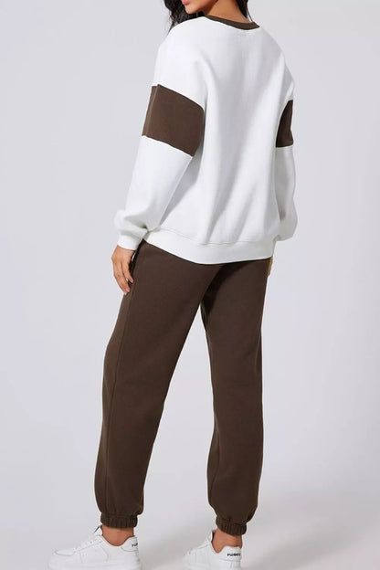 Drop Shoulder Loose Sweatshirt and Joggers Active Set - D.T line