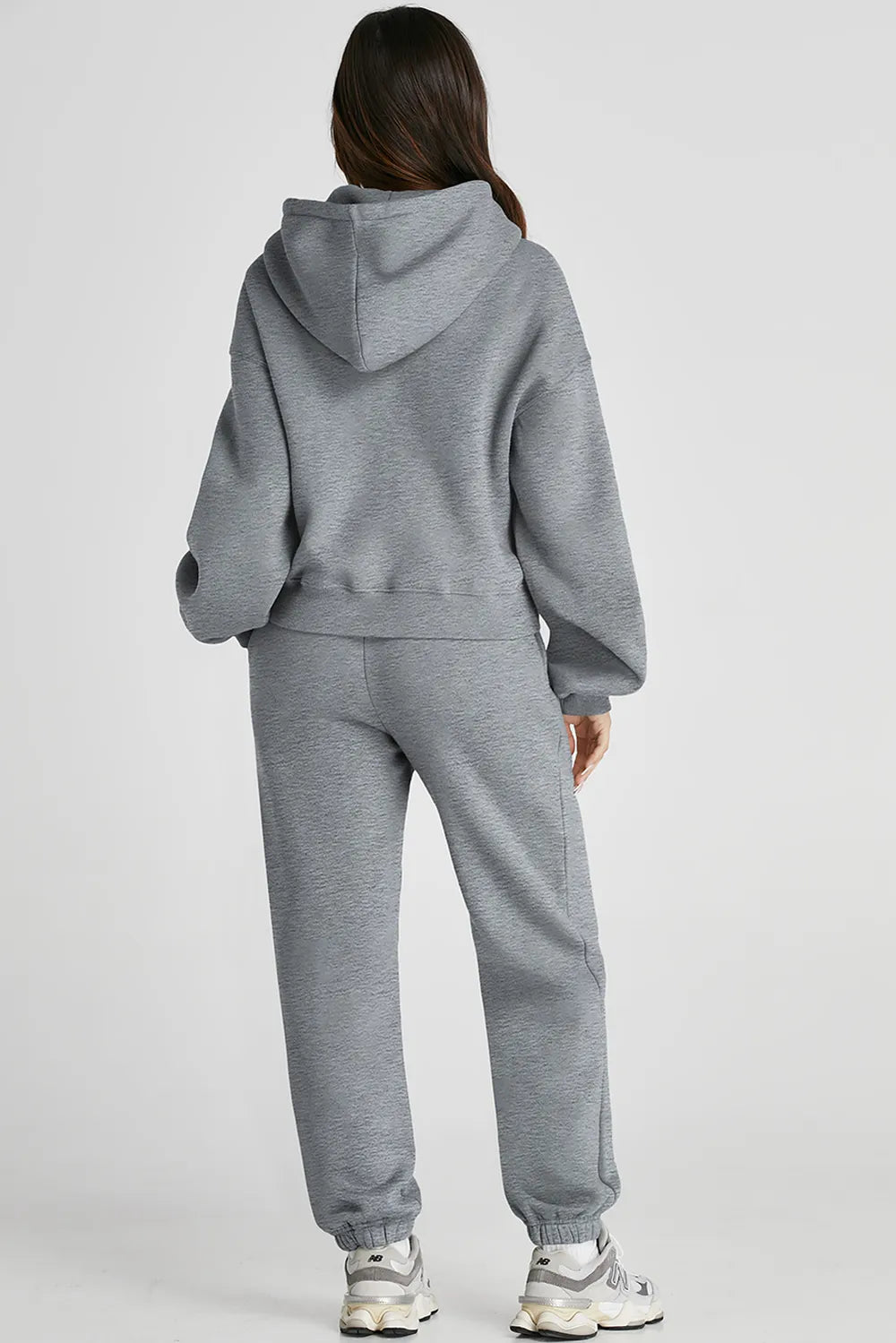 Dropped Shoulder Hooded Top and Pants Active Set - D.T line