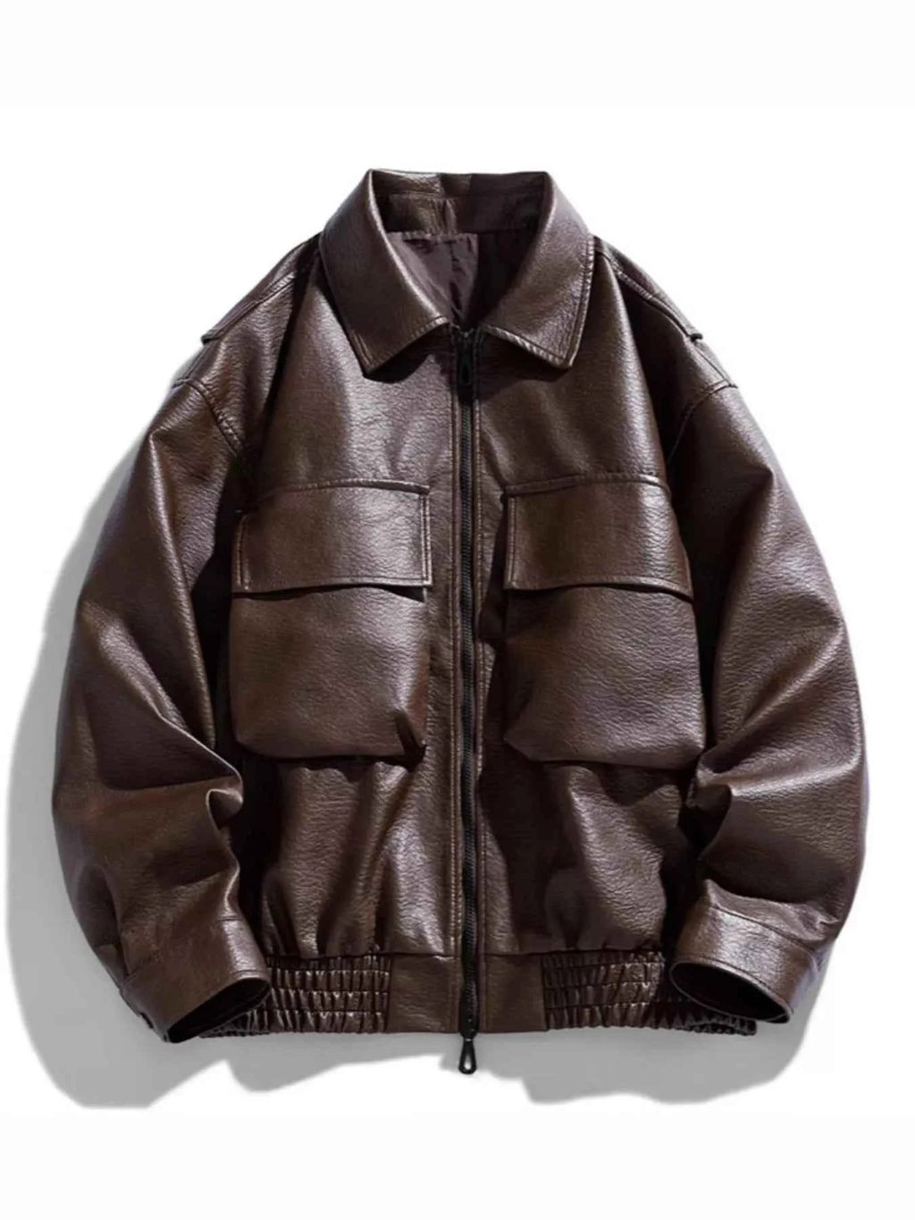 FAUX LEATHER BOMBER JACKET – PLUS FIT