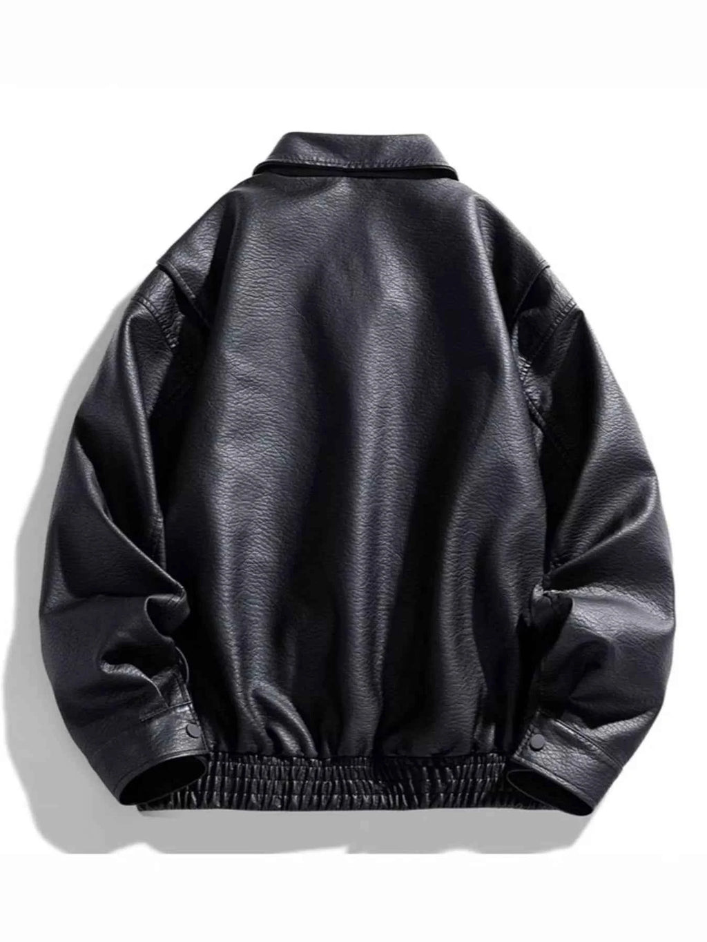 FAUX LEATHER BOMBER JACKET – PLUS FIT