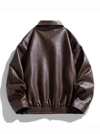 FAUX LEATHER BOMBER JACKET – PLUS FIT