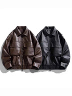 FAUX LEATHER BOMBER JACKET – PLUS FIT