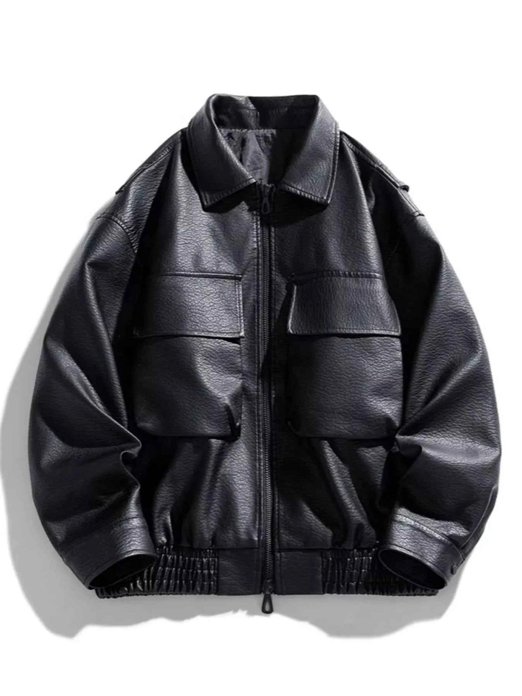 FAUX LEATHER BOMBER JACKET – PLUS FIT