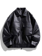 FAUX LEATHER BOMBER JACKET – PLUS FIT