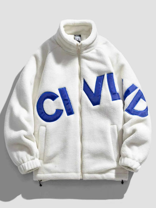 FLEECE ZIP-UP JACKET WITH GRAPHIC – PLUS FIT