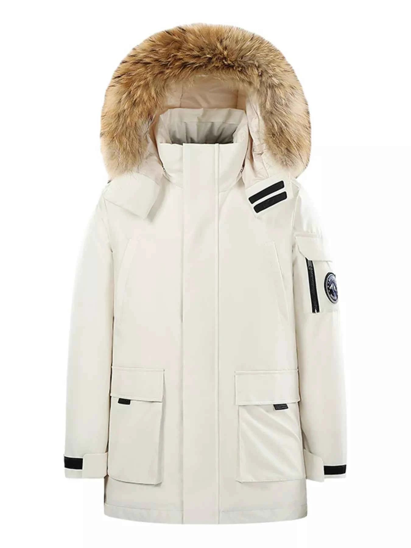 Men's Full Size Fur Hooded Zip Up Parka Coat Plus Size - D.T line