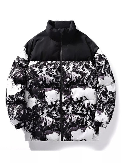 Men's Full Size Printed Padded Winter Coat Plus Size - D.T line