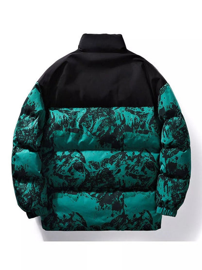 Men's Full Size Printed Padded Winter Coat Plus Size - D.T line