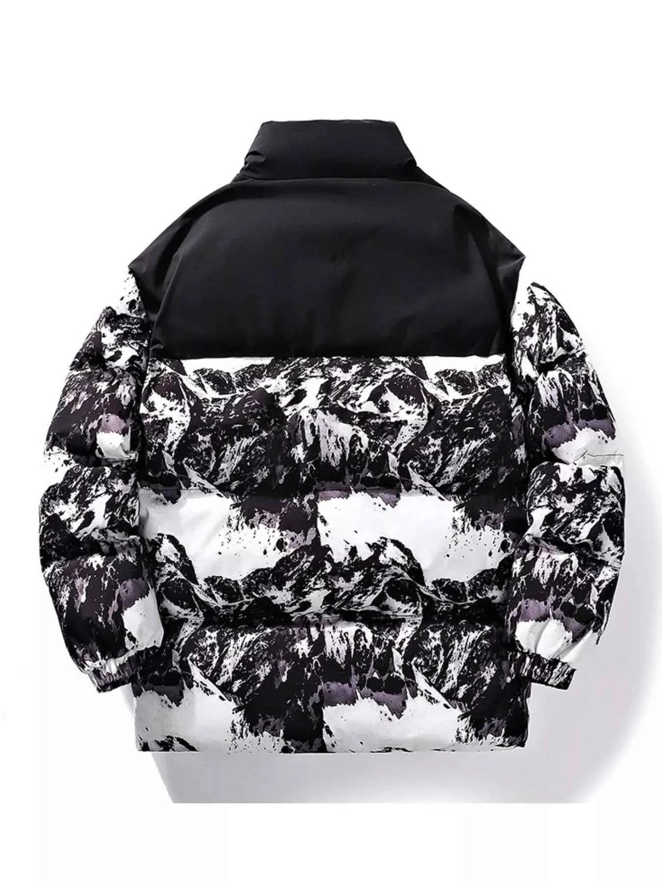 Men's Full Size Printed Padded Winter Coat Plus Size