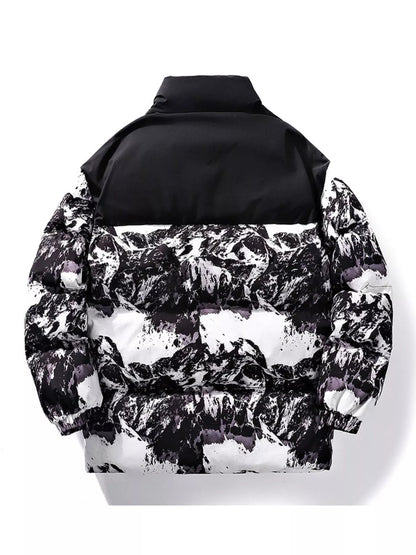 Men's Full Size Printed Padded Winter Coat Plus Size - D.T line