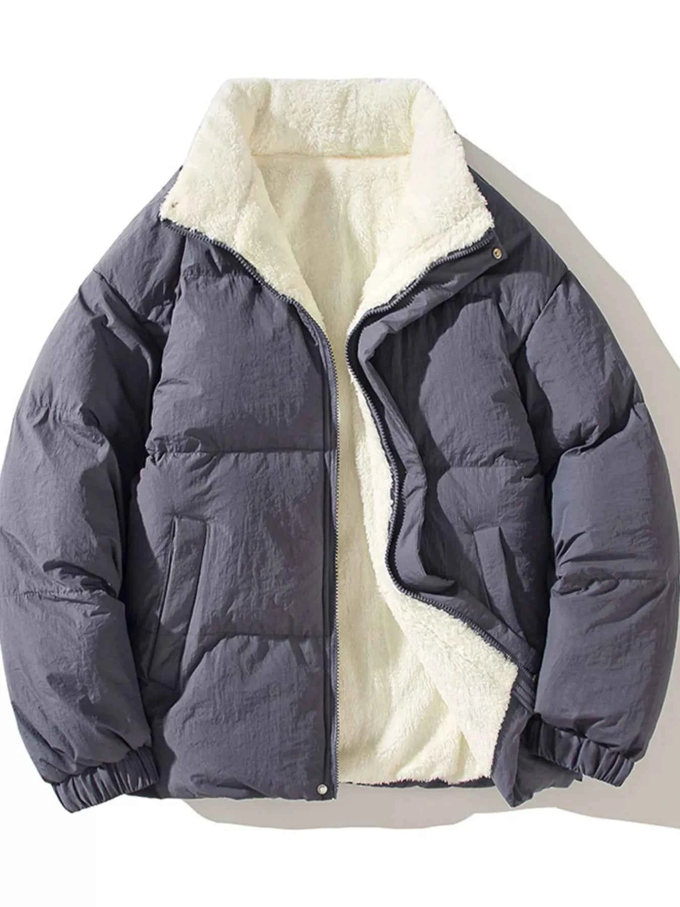 Men's Full Size Zip Up Fleece Puffer Jacket Plus Size - D.T line