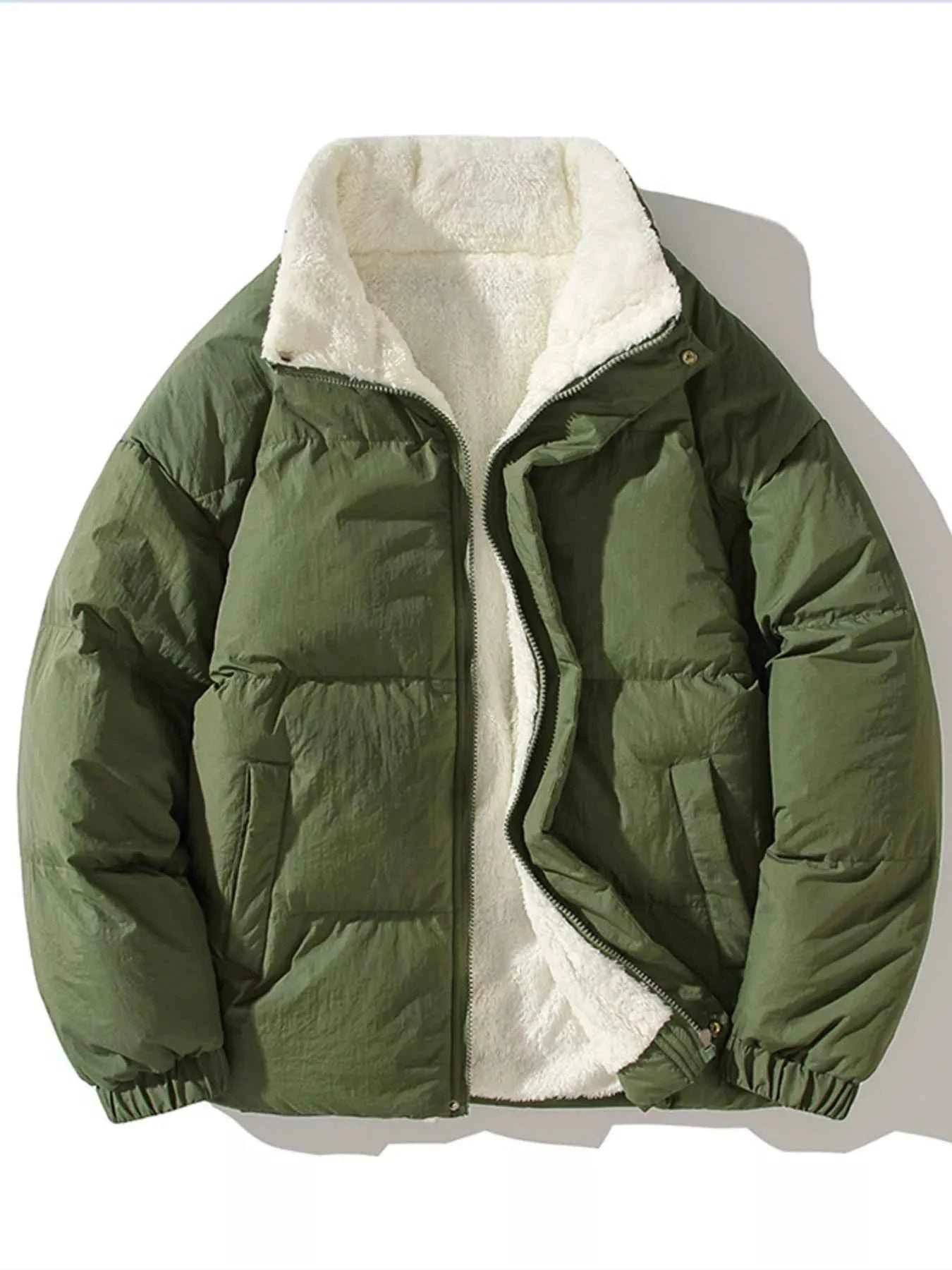 Men's Full Size Zip Up Fleece Puffer Jacket Plus Size - D.T line