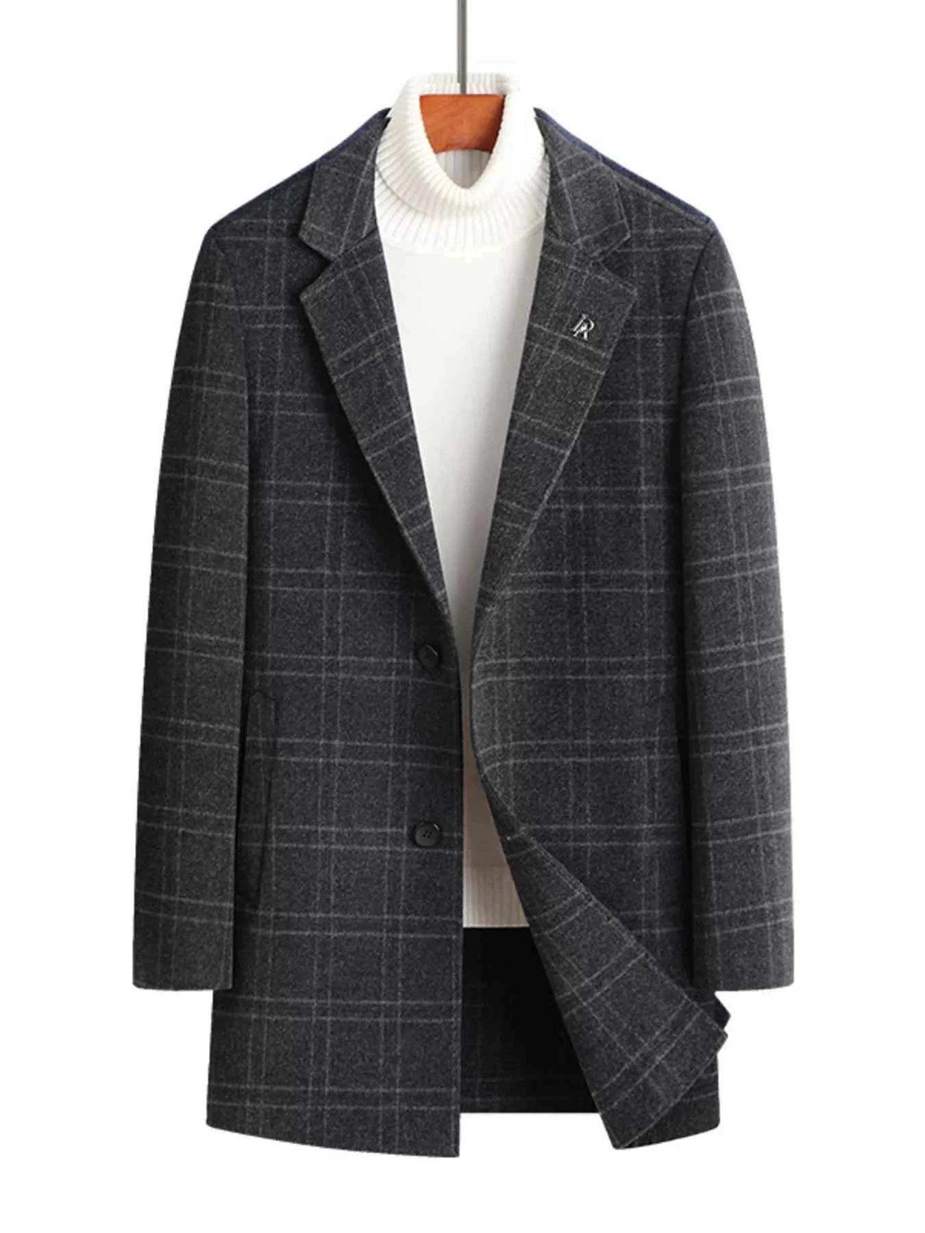Men’s Plaid Wool Blend Overcoat