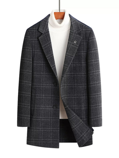 Men’s Plaid Wool Blend Overcoat - D.T line