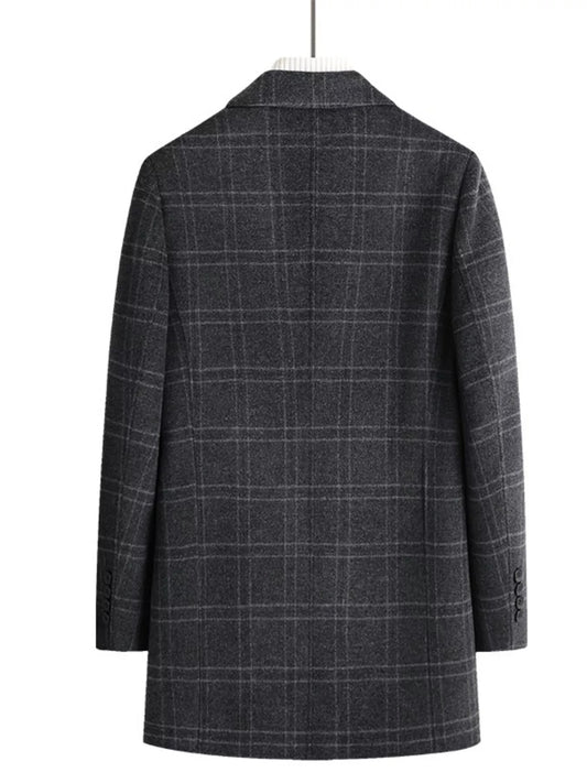 Men’s Plaid Wool Blend Overcoat - D.T line