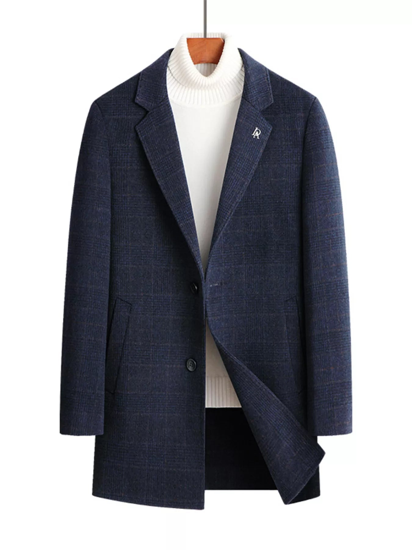 Men’s Plaid Wool Blend Overcoat - D.T line