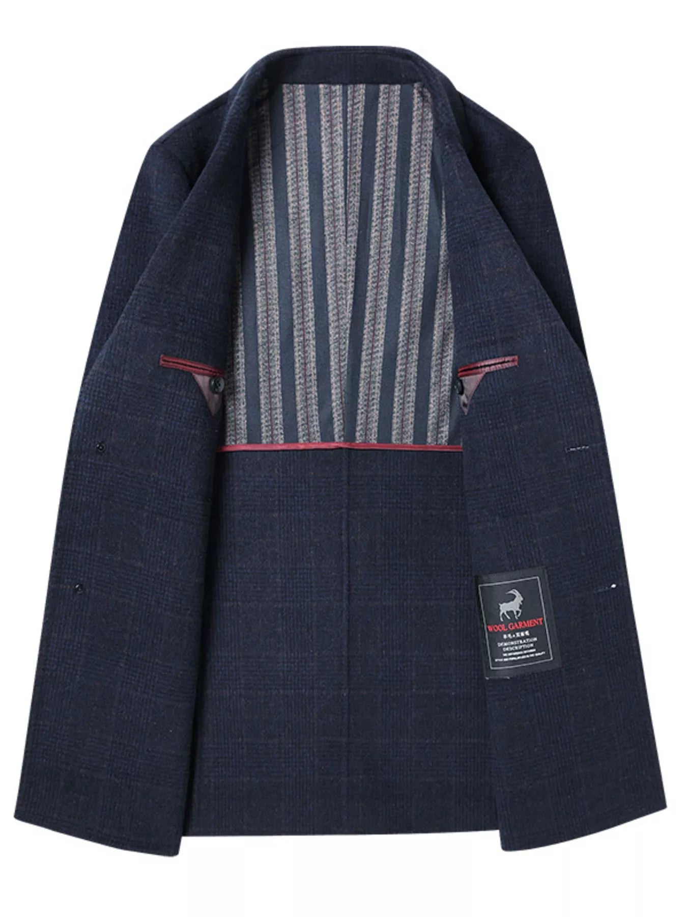 Men’s Plaid Wool Blend Overcoat - D.T line