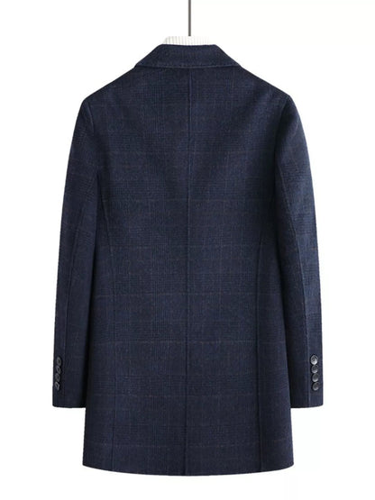 Men’s Plaid Wool Blend Overcoat - D.T line