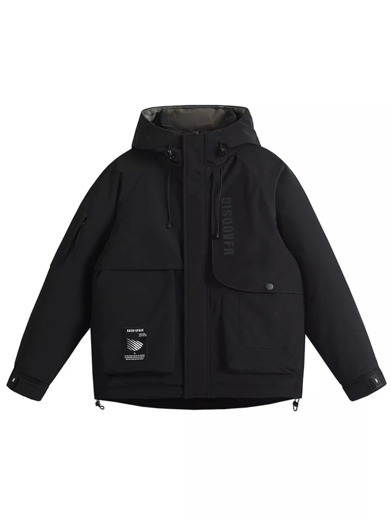 Men's Plus Size Adjustable Hooded Parka Jacket with Multiple Pockets - D.T line