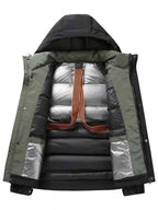 Men's Plus Size Adjustable Hooded Parka Jacket with Multiple Pockets - D.T line