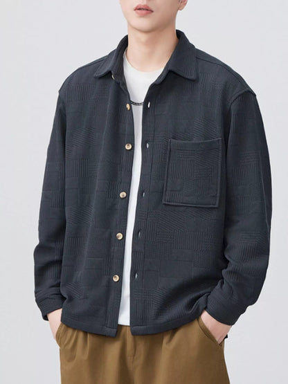 Men's Plus Size Button Up Long Sleeve Shirt - D.T line