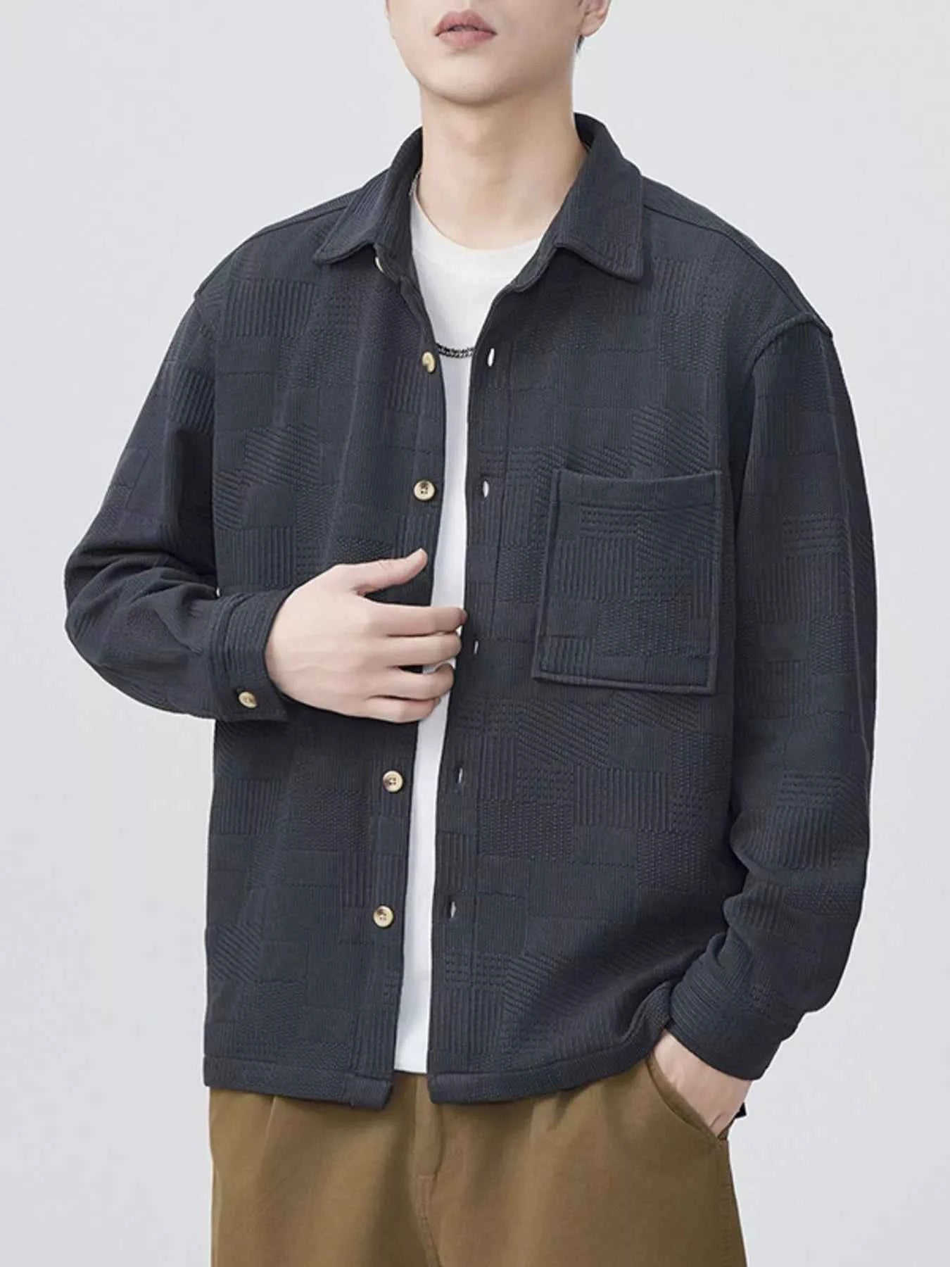 Men's Plus Size Button Up Long Sleeve Shirt