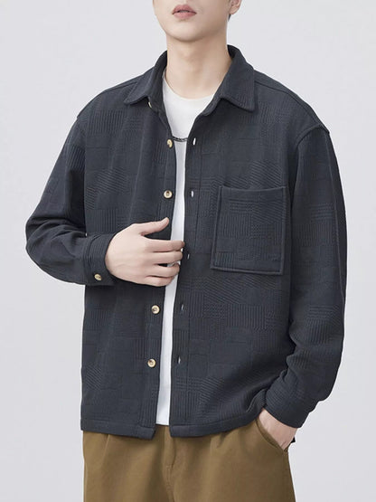 Men's Plus Size Button Up Long Sleeve Shirt - D.T line