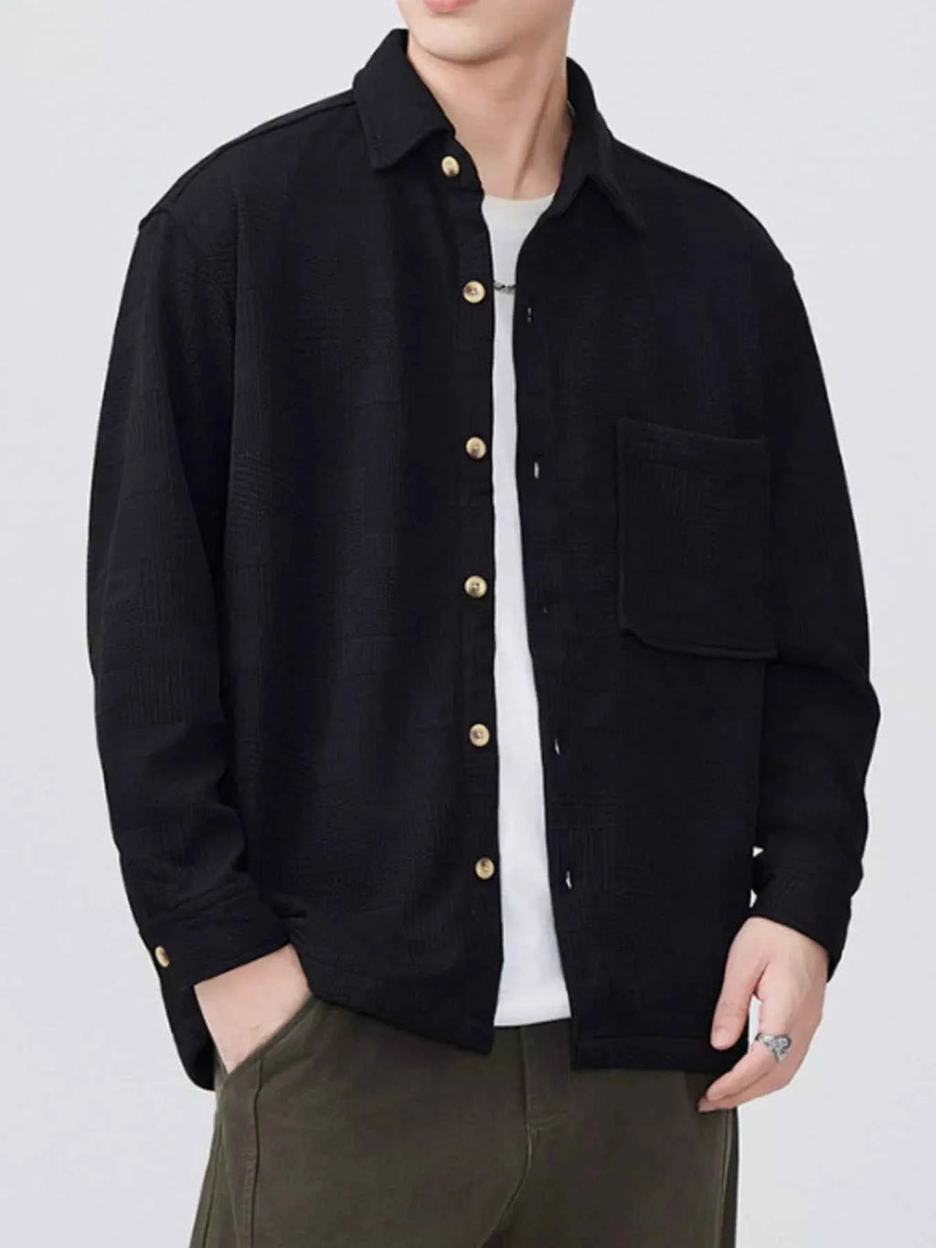 Men's Plus Size Button Up Long Sleeve Shirt