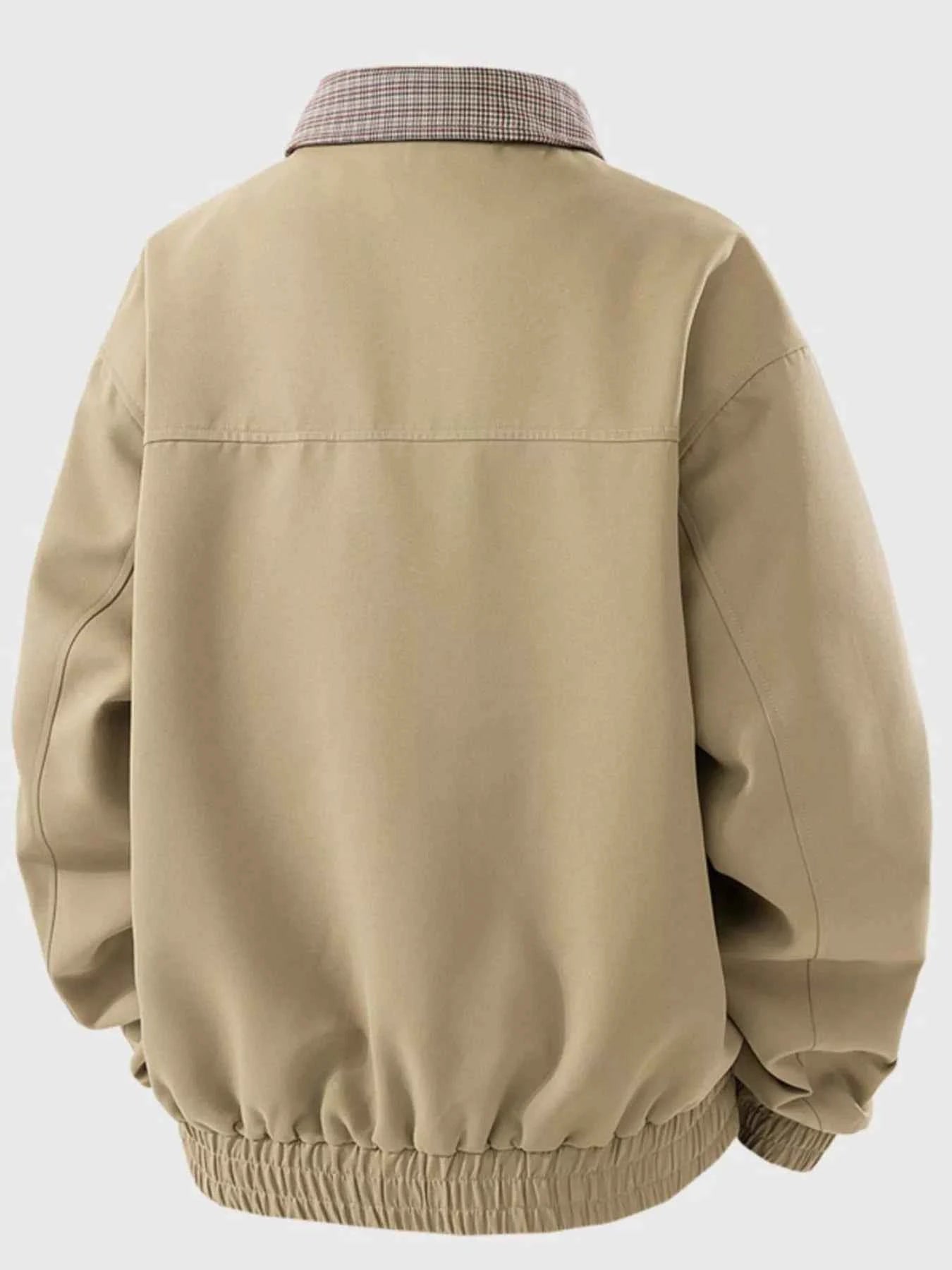 Men's Plus Size Casual Plaid Collar Zip Up Jacket - D.T line