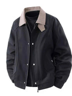 Men's Plus Size Casual Plaid Collar Zip Up Jacket - D.T line