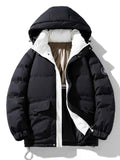 Men's Plus Size Contrast Hooded Puffer Jacket - D.T line