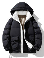 Men's Plus Size Contrast Hooded Puffer Jacket - D.T line