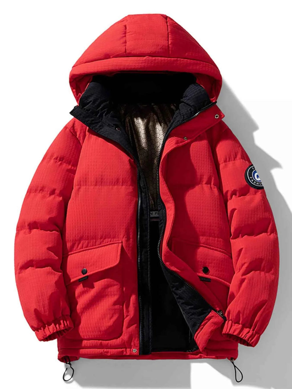 Men's Plus Size Contrast Hooded Puffer Jacket - D.T line