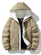 Men's Plus Size Contrast Hooded Puffer Jacket - D.T line