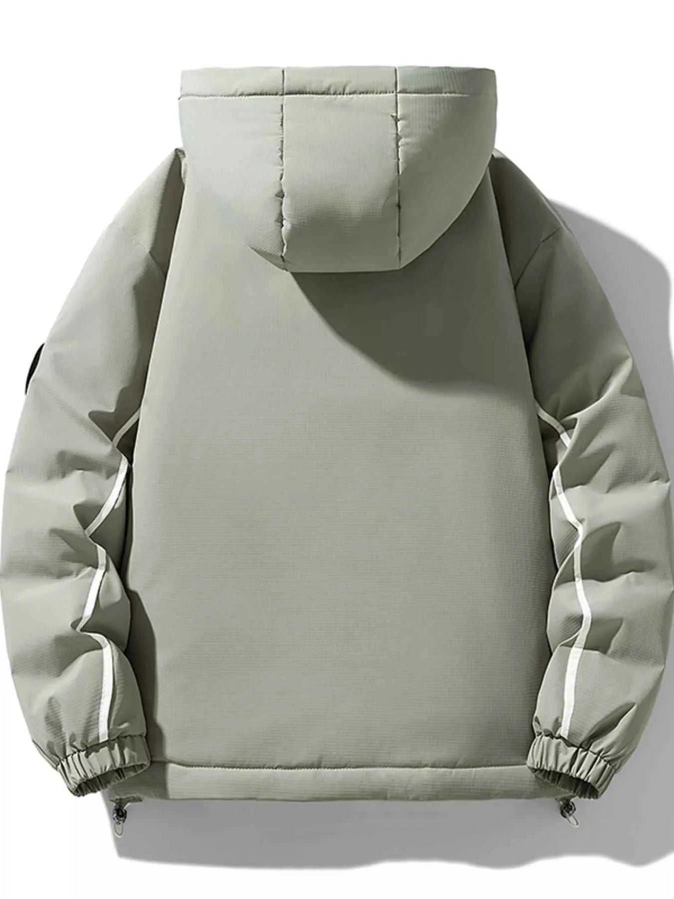 Men's Plus Size Contrast Hooded Puffer Jacket - D.T line