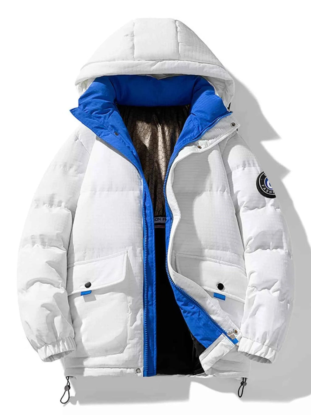 Men's Plus Size Contrast Hooded Puffer Jacket - D.T line