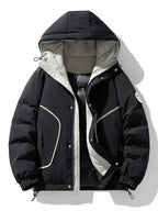 Men's Plus Size Contrast Hooded Puffer Jacket - D.T line