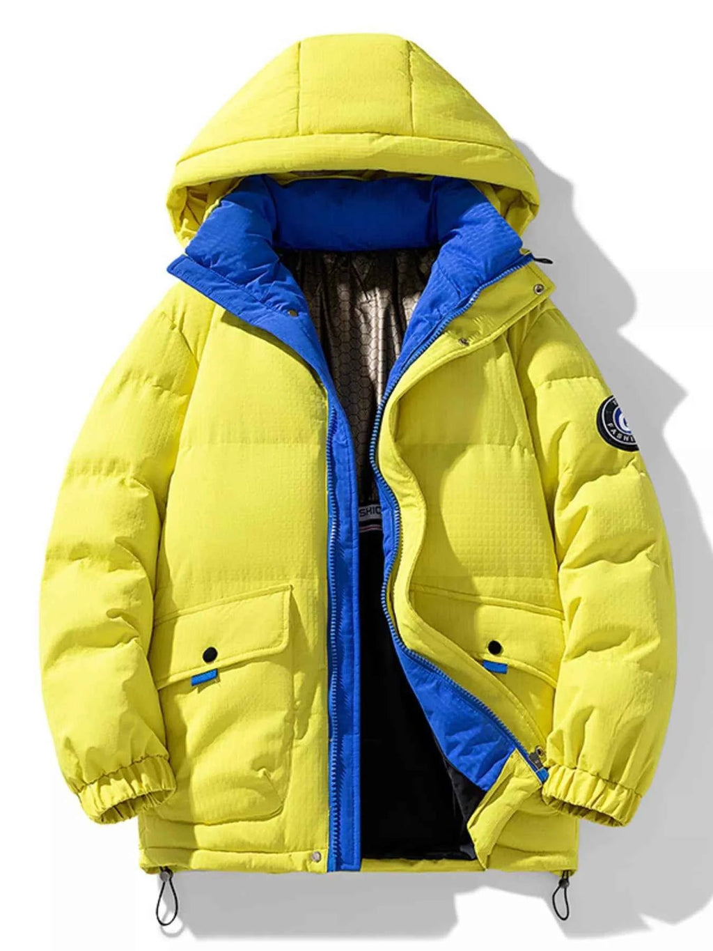 Men's Plus Size Contrast Hooded Puffer Jacket - D.T line