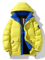 Men's Plus Size Contrast Hooded Puffer Jacket - D.T line