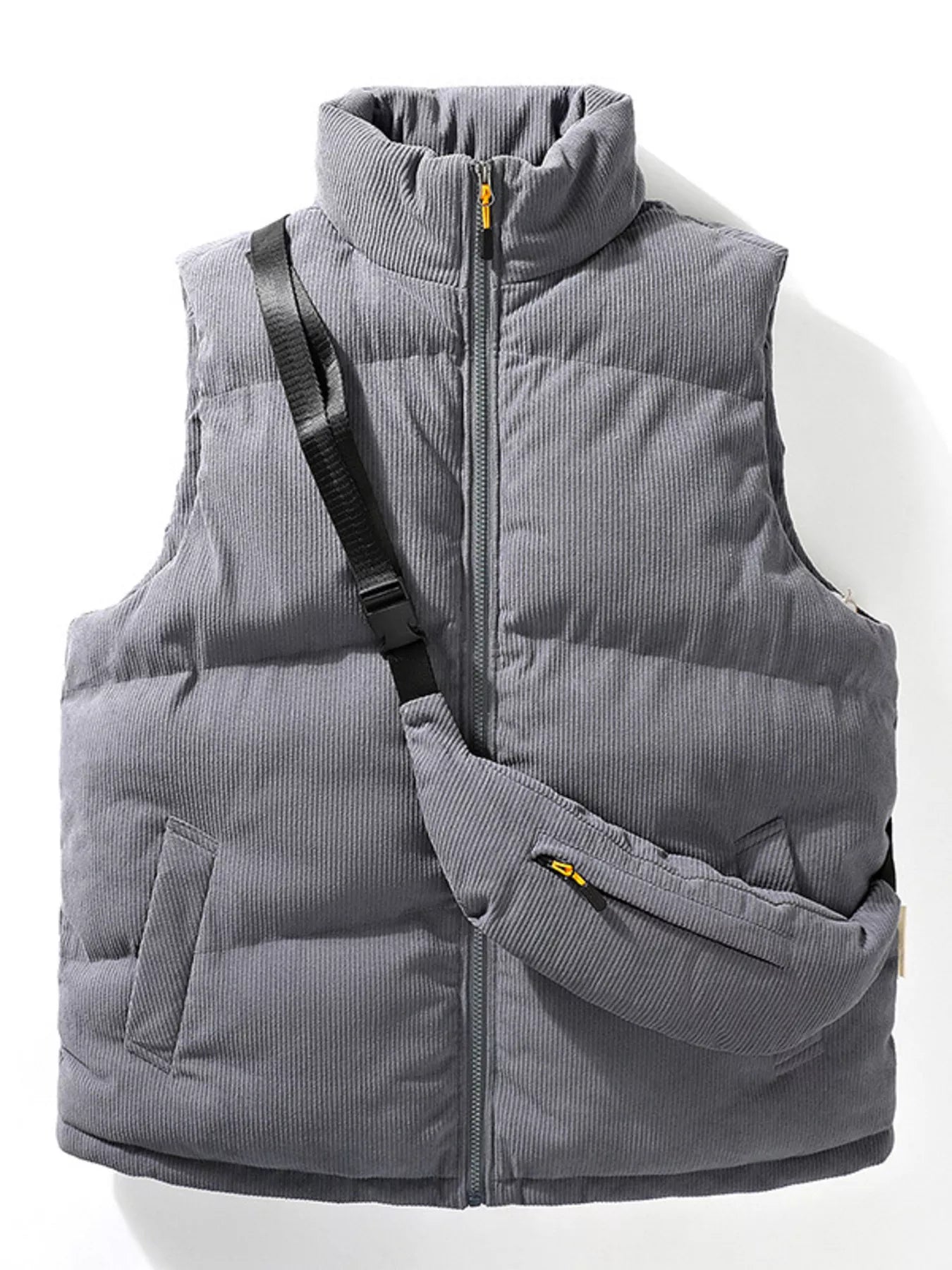 Men's Plus Size Corduroy Padded Vest with Chest Bag 2 - Piece Set - D.T line