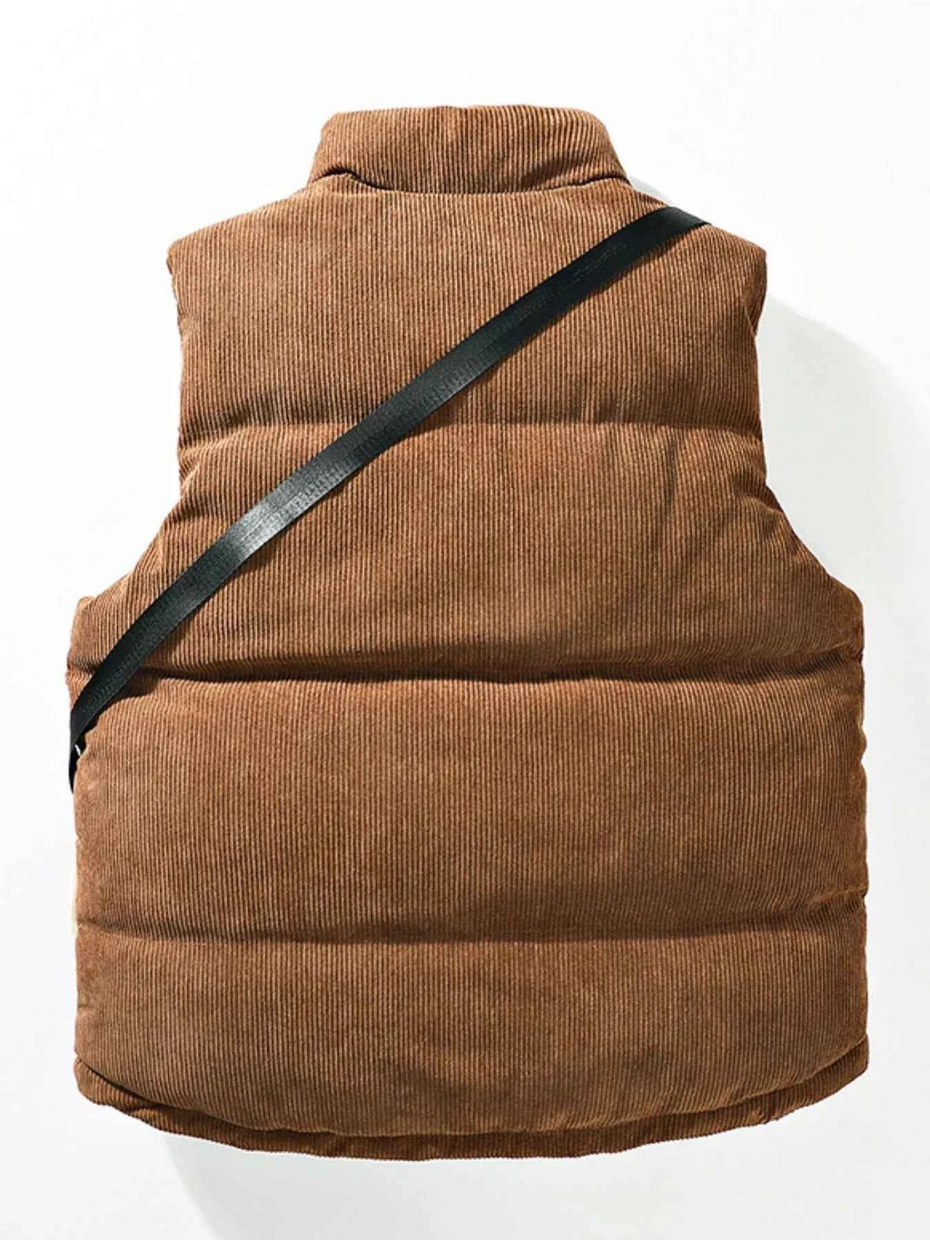 Men's Plus Size Corduroy Padded Vest with Chest Bag 2-Piece Set