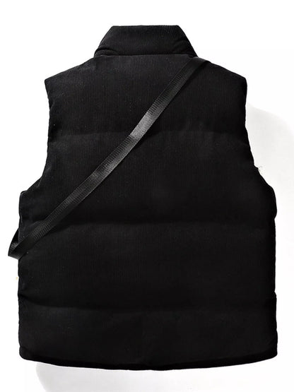 Men's Plus Size Corduroy Padded Vest with Chest Bag 2 - Piece Set - D.T line