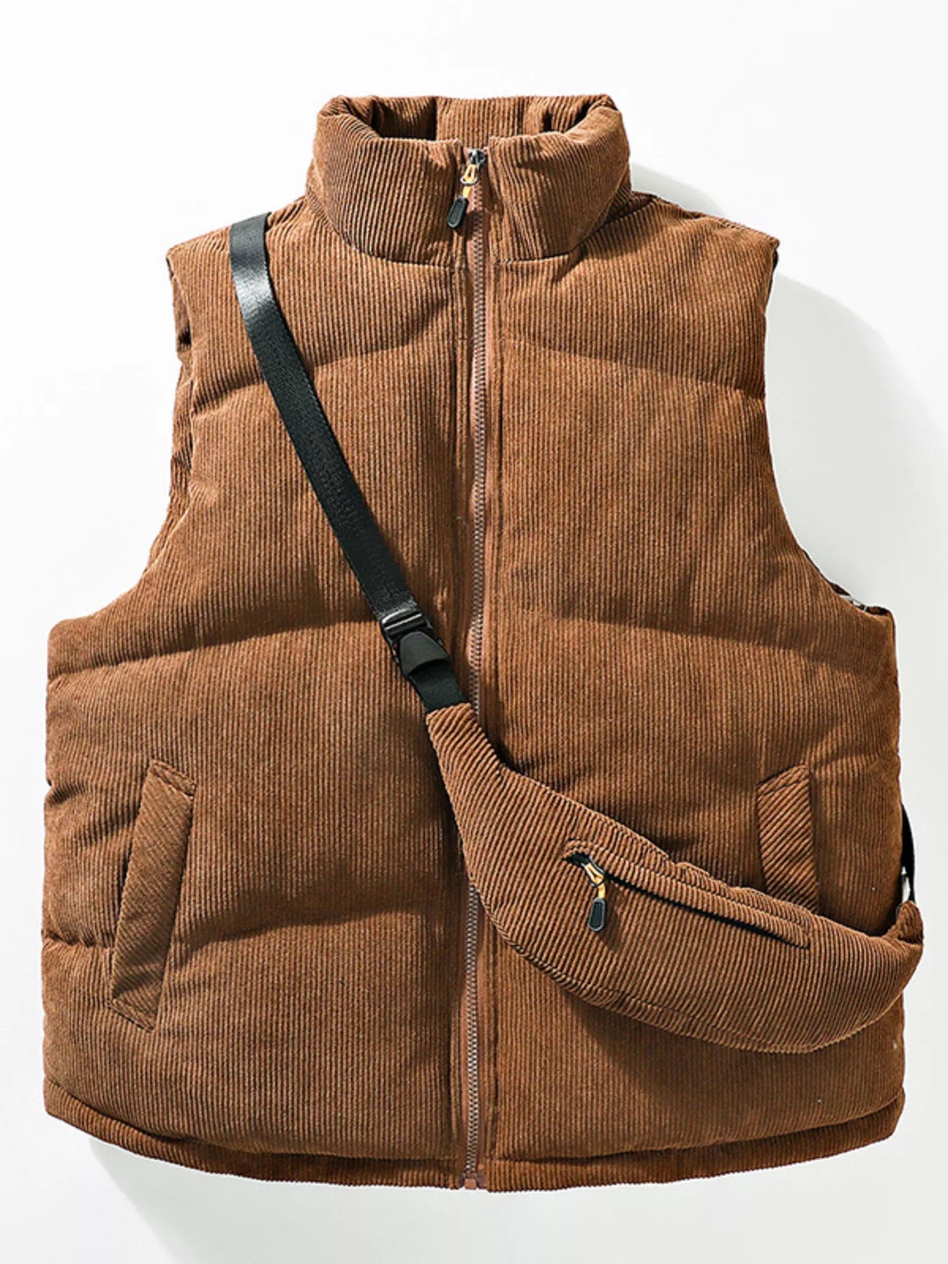 Men's Plus Size Corduroy Padded Vest with Chest Bag 2 - Piece Set - D.T line