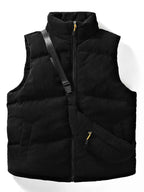 Men's Plus Size Corduroy Padded Vest with Chest Bag 2-Piece Set