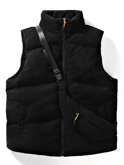 Men's Plus Size Corduroy Padded Vest with Chest Bag 2 - Piece Set - D.T line
