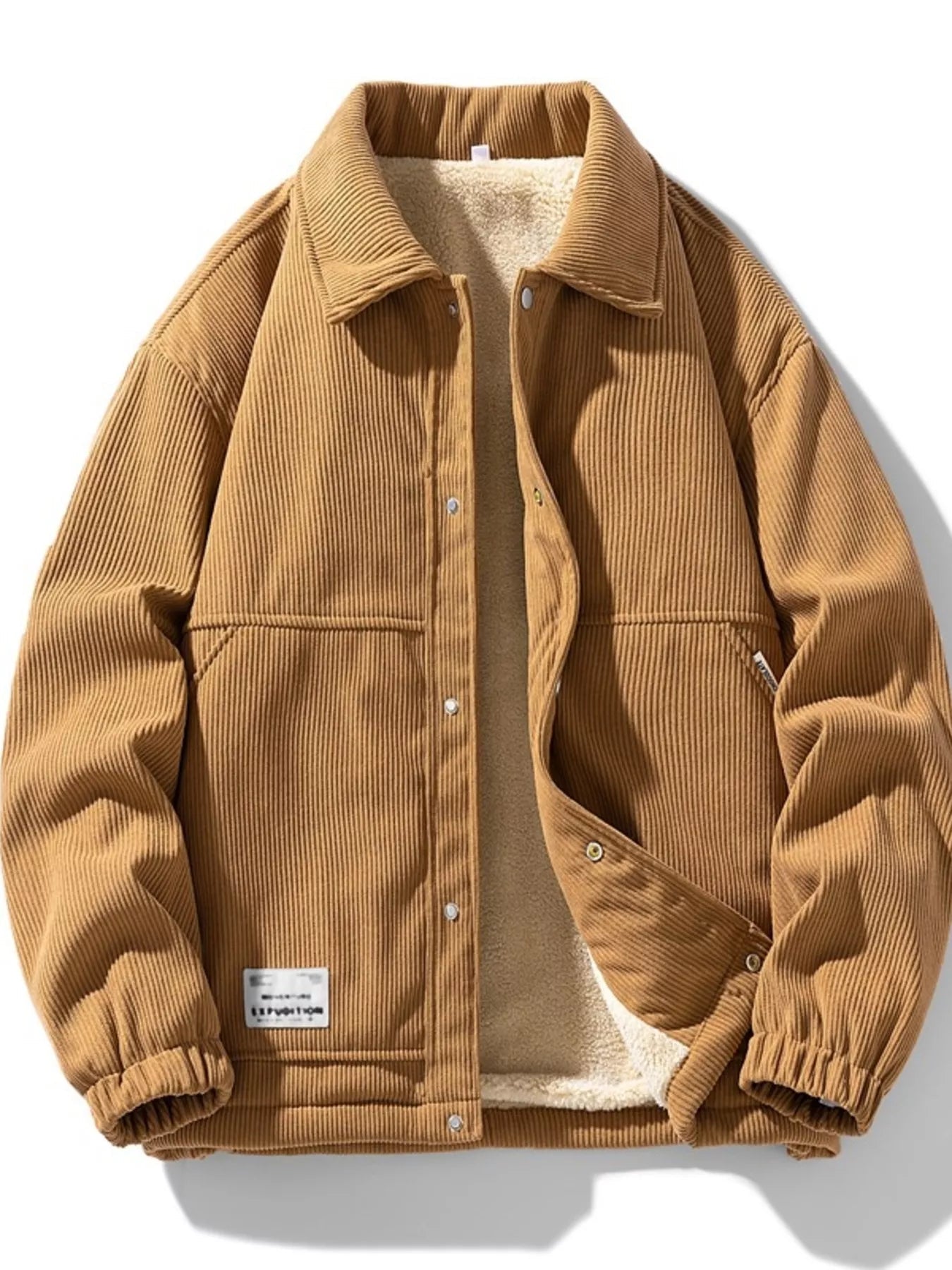 Men's Plus Size Corduroy Sherpa Lined Trucker Jacket - D.T line