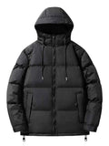 Men's Plus Size Drawstring Hooded Puffer Jacket - D.T line