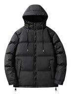 Men's Plus Size Drawstring Hooded Puffer Jacket - D.T line